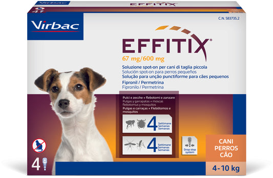 Virbac Pipetas Effitix Spot on Antiparasitario para Perros de 4 a 10 Kg