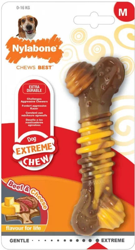 Nylabone Extreme Chew Texture Bone : Sabor bistec y queso