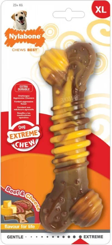 Nylabone Extreme Chew Texture Bone : Sabor bistec y queso